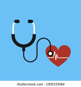Stethoscope and heartbeat icon