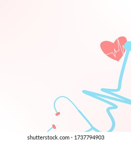 Stethoscope with heartbeat pulse
vector background illustration. Vector grunge design for cards, web, backgrounds and medical product.