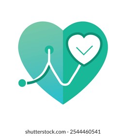 Stethoscope Heartbeat Shield - Medical Vector Illustration
