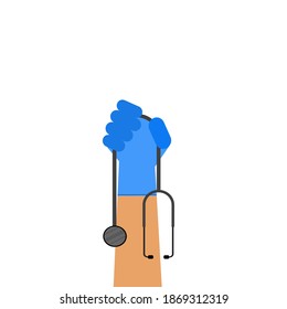 The Stethoscope held by hand of healthcare provider.