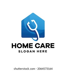 Stethoscope Home Gradient Logo Design