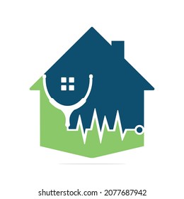 Stethoscope with home shape medical vector logo design.  Medical vector logo design.