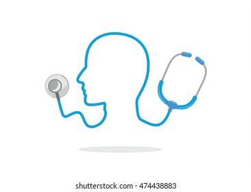 Stethoscope and human head logo. Ideal for logo and icon about medical.
