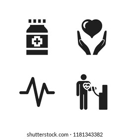 stethoscope icon. 4 stethoscope vector icons set. medicine, blood pressure gauge and heartbeat icons for web and design about stethoscope theme
