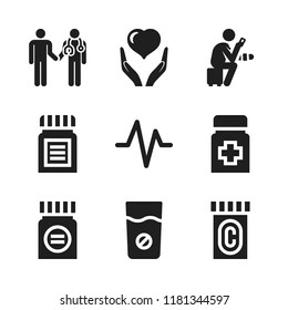 stethoscope icon. 9 stethoscope vector icons set. medicine, blood pressure gauge and heartbeat icons for web and design about stethoscope theme
