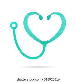 Stethoscope icon, abstract heart shape, 2d vector, eps 10