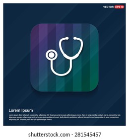 Stethoscope icon - abstract logo type icon - Purple, blue & green polygonal button abstract shiney background. Vector illustration
