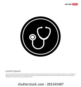 Stethoscope icon - abstract logo type icon - black circle background. Vector illustration