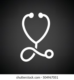 Stethoscope icon. Black background with white. Vector illustration.