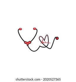 stethoscope icon with black and red color