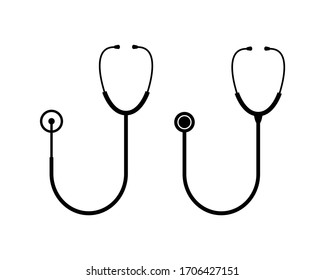 Stethoscope Icon, Black Stethoscope Vector Illustration