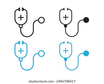 stethoscope icon black and white vector outline sign