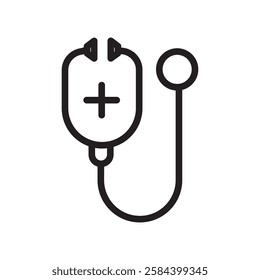 Stethoscope icon black and white vector outline sign