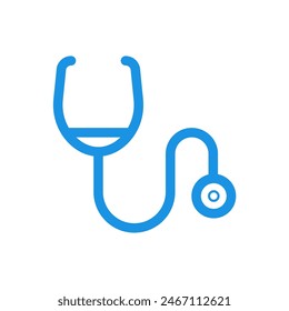 Icono de estetoscopio con diseño lineal azul
