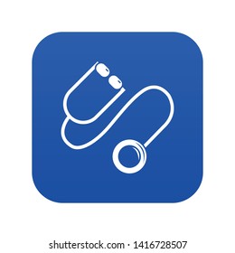 Stethoscope icon blue vector isolated on white background