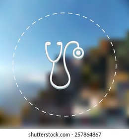 Stethoscope icon. Blurred background. Vector illustration.