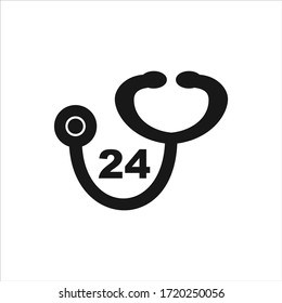 dispositivo cardio de icono del estetoscopio. ilustración vectorial de estilo de línea. signo de símbolo. 