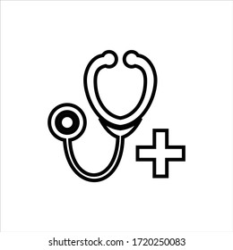 stethoscope icon cardio device. line style vector illustration. symbol sign. 