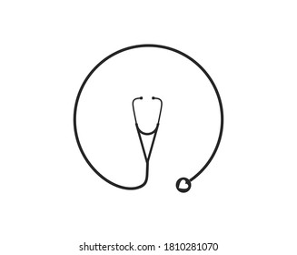 Stethoscope icon in circular shape, beautiful and elegant stethoscope, great for design elements and logos