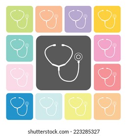 Stethoscope Icon color set vector illustration
