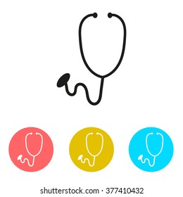 Stethoscope Icon with colored icon set. Medical theme.