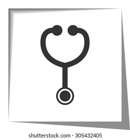 Stethoscope icon with cut out shadow effect