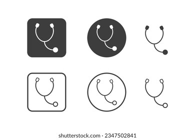 Stethoscope icon design 6 variations. Hospital icons set, Isolated on white background.