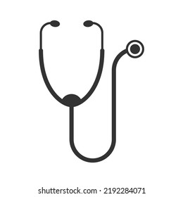 Stethoscope icon. Diagnostic symbol. Doctor item. Flat vector illustration.