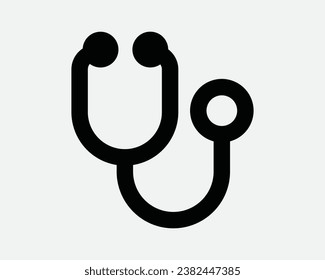 Stethoscope Icon Doctor Medical Healthcare Health Care Hearing Device Instrument Cardiology Breathing Black White Outline Shape Sign Symbol EPS Vector