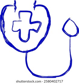 stethoscope icon in Doodle style