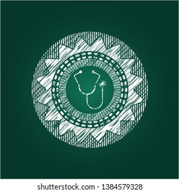 stethoscope icon drawn with chalkboard texture
