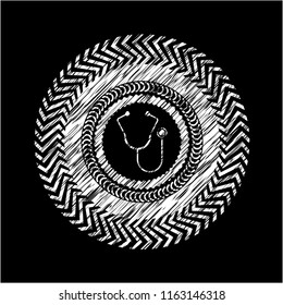 stethoscope icon drawn on a chalkboard