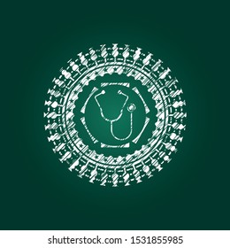 stethoscope icon drawn on a chalkboard