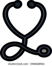 Stethoscope Icon. Editable Bold Outline With Color Fill Design. Vector Illustration.