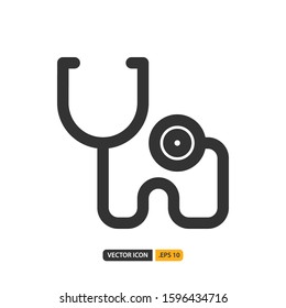 stethoscope icon in filled style. Vector logo design template. Modern design icon, symbol, logo and illustration. Vector graphics illustration and editable stroke. Isolated on white background.