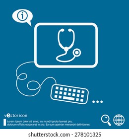 Stethoscope  icon and flat design elements. Line icons for application development, web page coding and programming, creative process, social media, print
