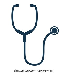 Stethoscope icon.  Flat design medical equipment symbol on a white background.