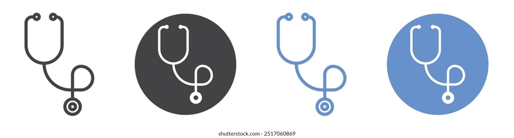 Stethoscope icon flat line symbol set.