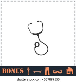 Stethoscope icon flat. Simple vector symbol and bonus icon