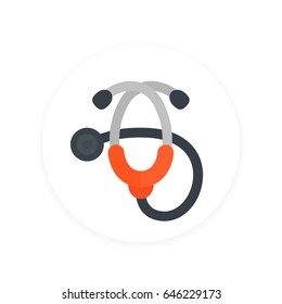 stethoscope icon, flat style