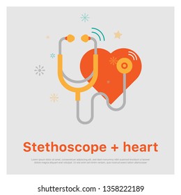 stethoscope icon in flat style. Health care. stethoscope under the heart. Illsutration.