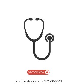 Stethoscope icon in flat style. health business concept,vector illustration isolated on white background. 