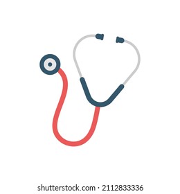 Stethoscope icon in flat style. Heart diagnostic vector illustration on isolated background. Medicine sign business concept.