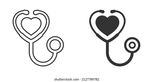 Stethoscope icon in flat style. Heart diagnostic vector illustration on isolated background. Medicine sign business concept.