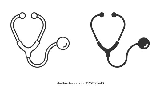 Stethoscope icon in flat style. Heart diagnostic vector illustration on isolated background. Medicine sign business concept.