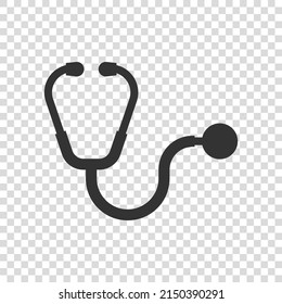 Stethoscope icon in flat style. Heart diagnostic vector illustration on isolated background. Medicine sign business concept.