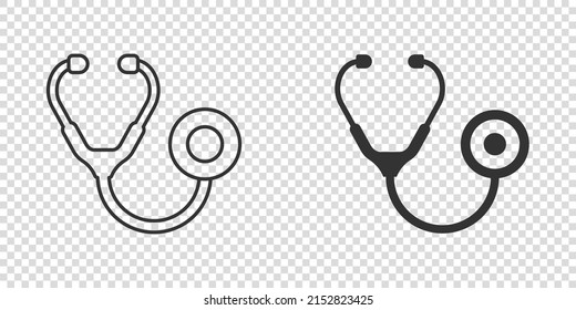 Stethoscope icon in flat style. Heart diagnostic vector illustration on isolated background. Medicine sign business concept.