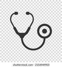 Stethoscope icon in flat style. Heart diagnostic vector illustration on isolated background. Medicine sign business concept.