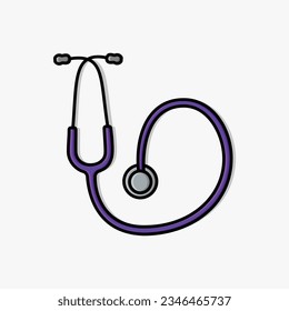 Stethoscope icon in flat style heart diagnostic vector illustration on isolated background medicine sign business