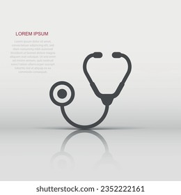 Stethoscope icon in flat style. Heart diagnostic vector illustration on isolated background. Medicine sign business concept.